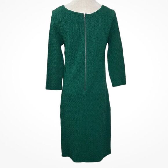 Ganni Green Sheath Dress 3/4 Sleeve textured size extra small - Picture 3 of 8